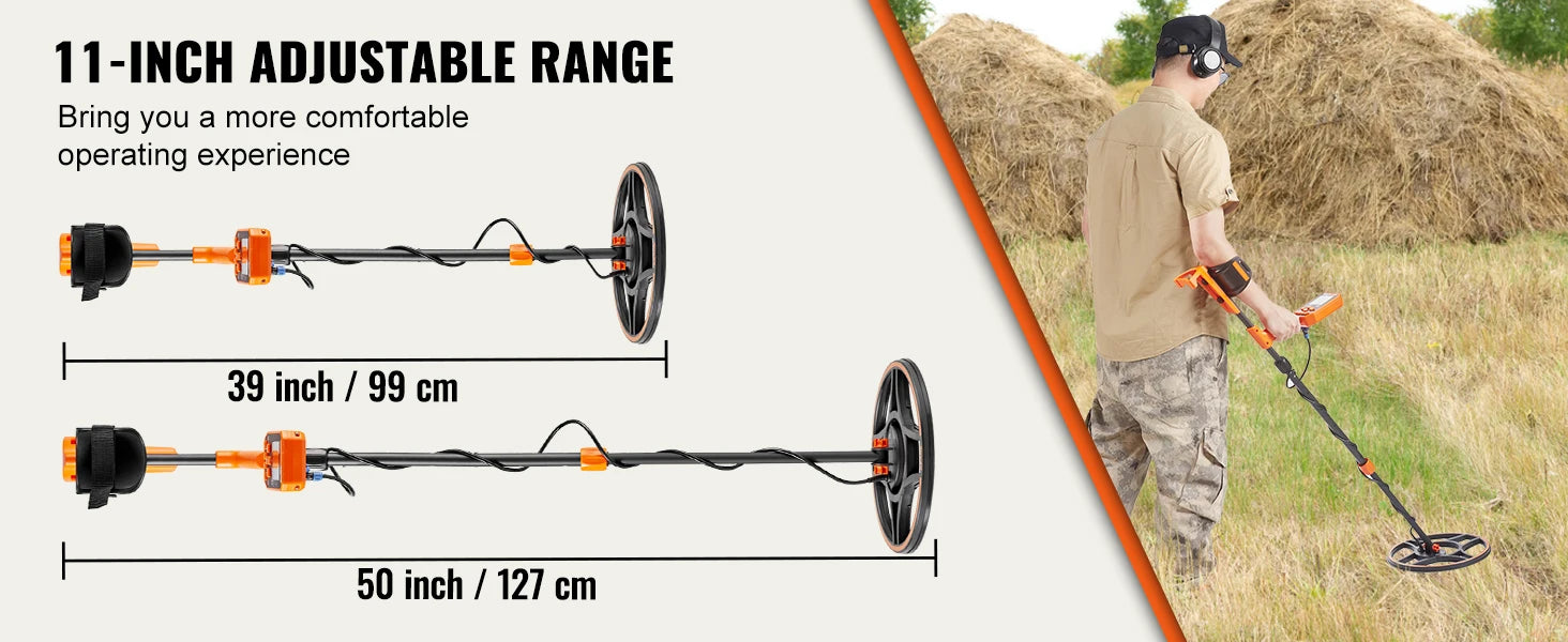 Professional Waterproof Metal Detector with 12" Coil & 7 Modes