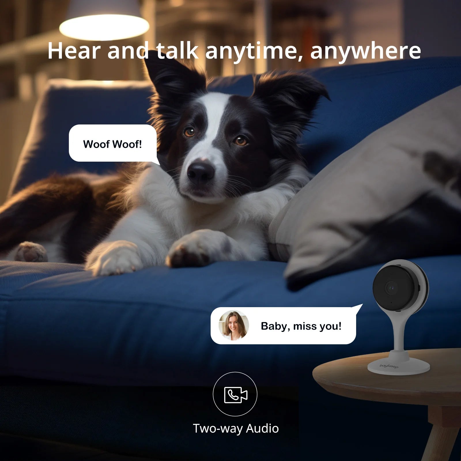 2K Indoor WiFi Security Camera with 2-Way Audio & Motion Detection