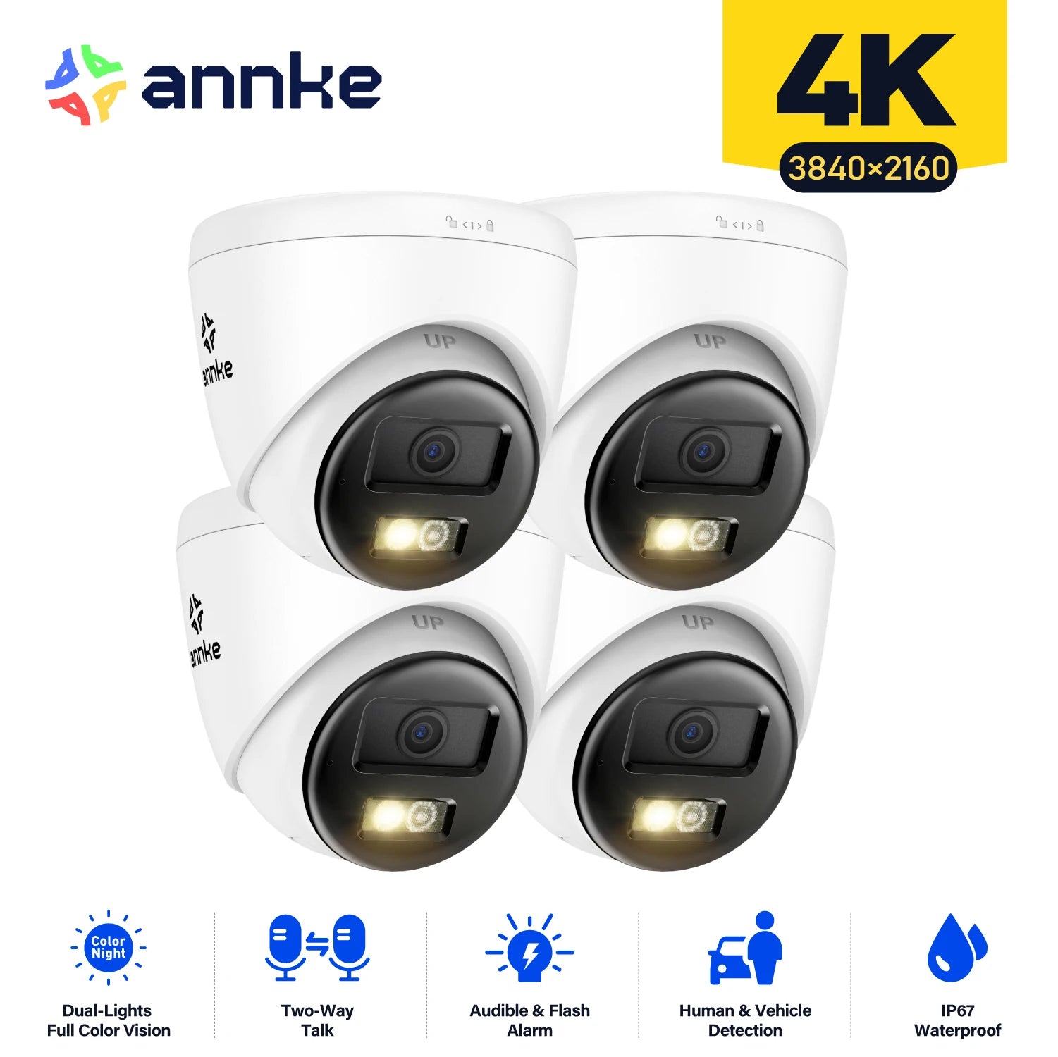 ANNKE 8MP 4K PoE Outdoor Security Camera with Two-Way Audio