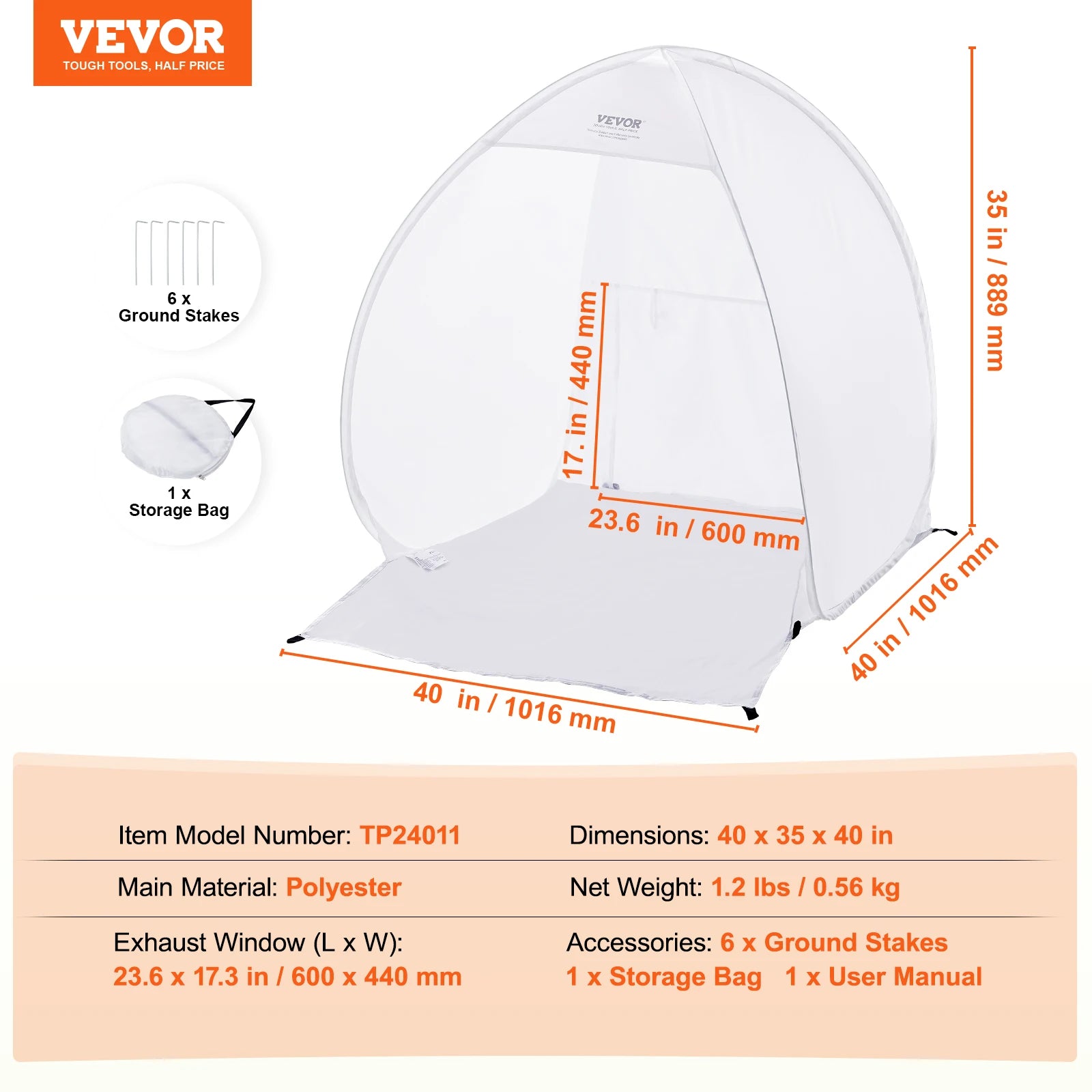 Portable Spray Paint Tent 40x35x40in Pop-Up Shelter with Exhaust