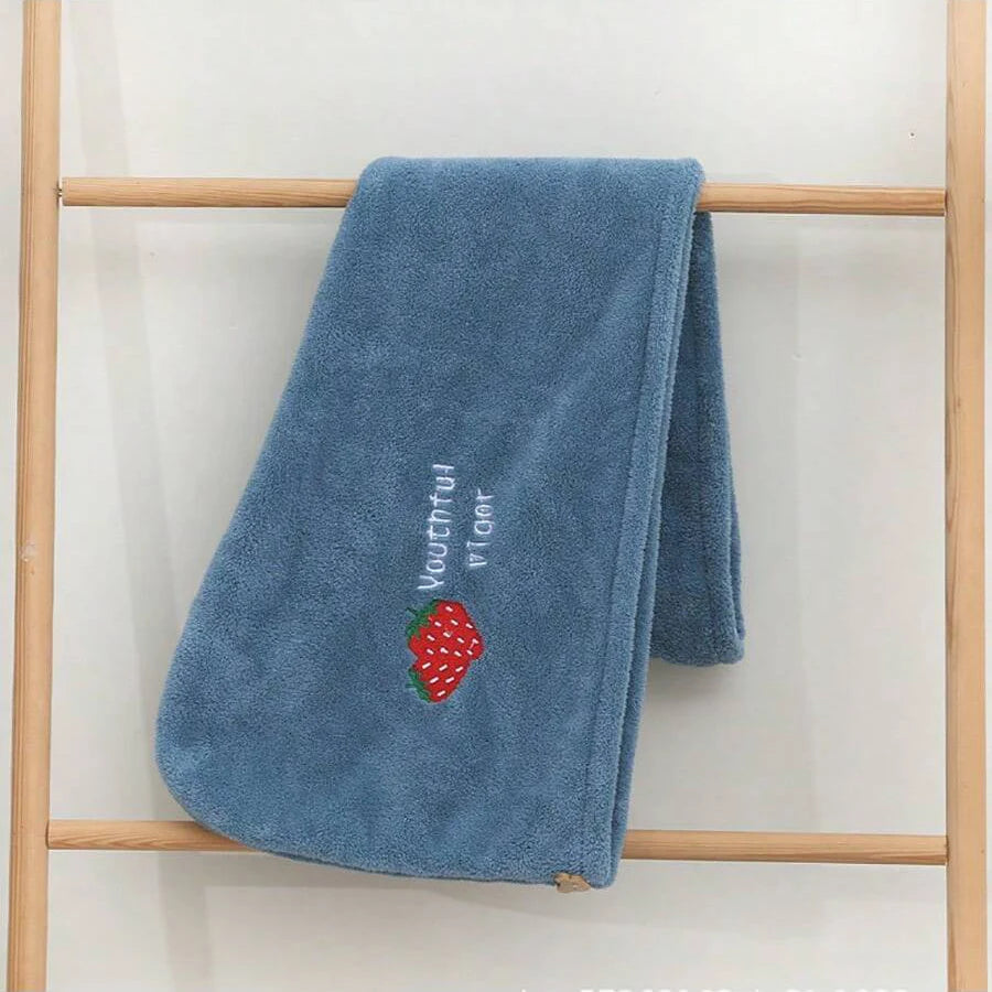 1Pc Embroidery Style Hair Drying Cap, Coral Fleece Thickened Hair Towel for Bathroom, Women's Absorbent Quick Drying Shower Cap,