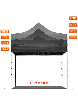 SucceBuy Tenda de Palco Pop Up 10x10 Alpendre ao Ar Livre com Paredes Laterais Removíveis e Bolsa com Rodas Abrigo Portátil Instantâneo para Festa/Acampamento
