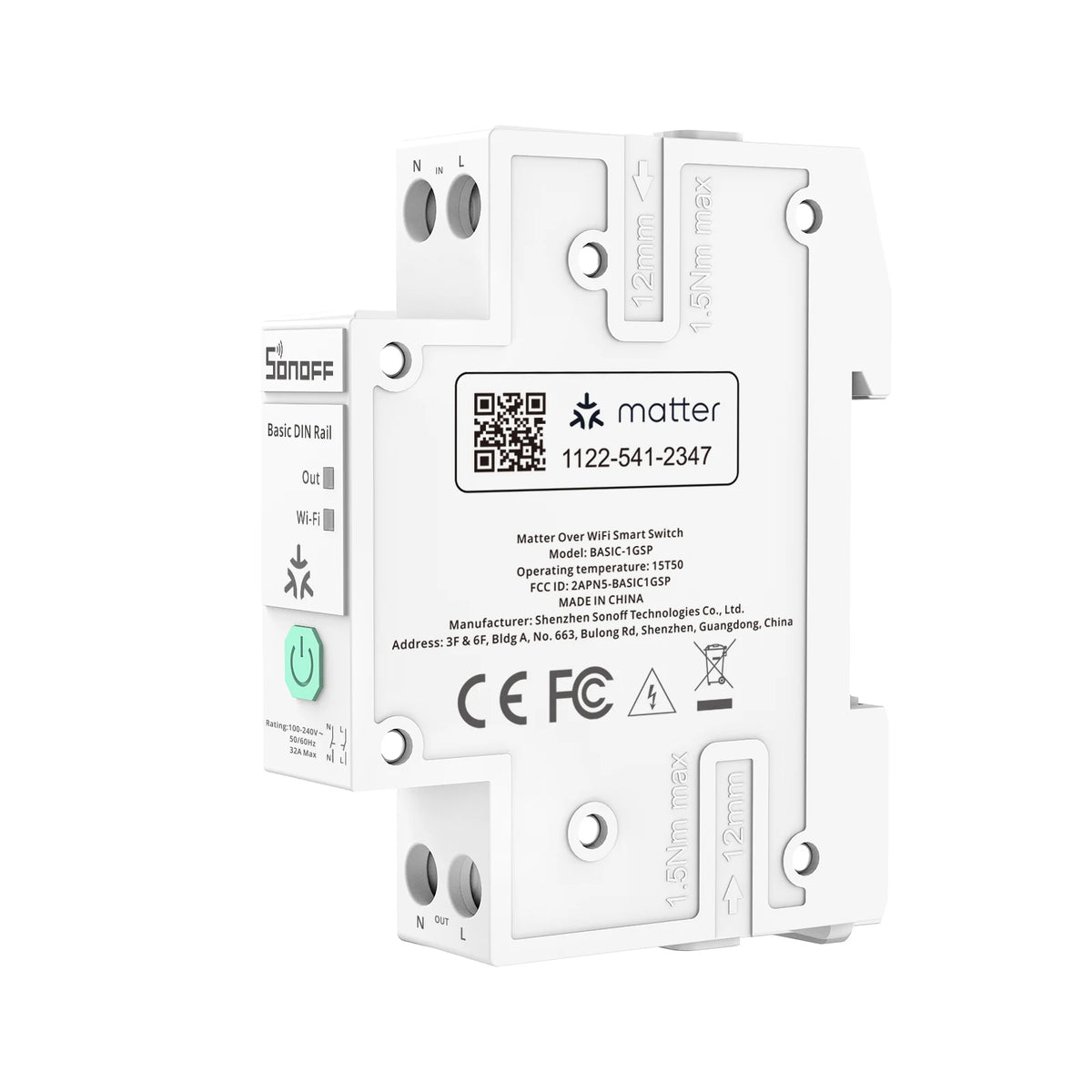 BASIC-1GSP Matter Wi-Fi DIN-Rail Energy Switch