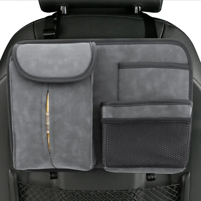 SEAMETAL Car Seat Back Storage Bag Premium Suede Car Organizer Multi-Pocket Storage Pocket Hanging Back Seat Auto Tissue Holder