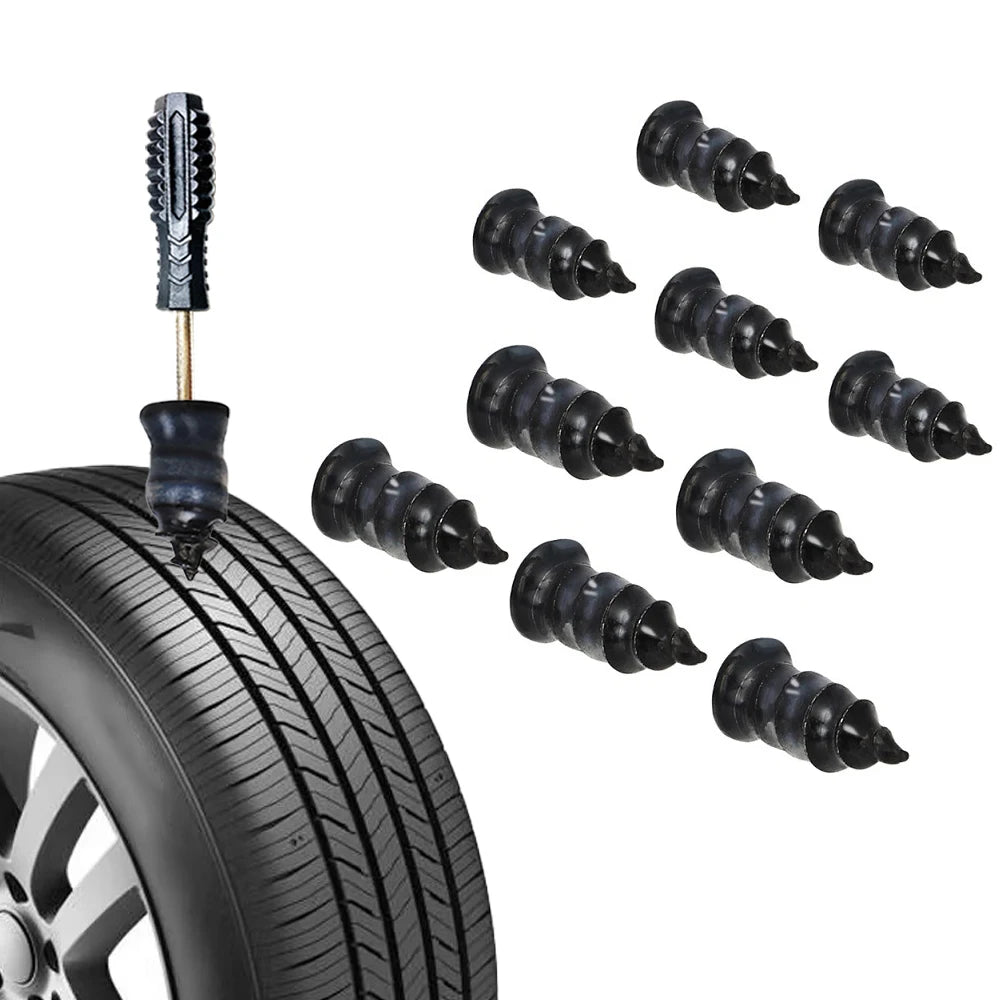 21-10PCS Vacuum Kit de réparation de pneu véhicule, clou en caoutchouc, ensemble universel, vis de pneu tubeless, outils de réparation, accessoires, kit pour moto et camion
