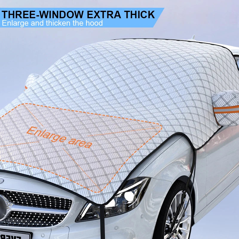SEAMETAL Outdoor Car Cover Winter Snowproof Windshield Cover Snow Shield Universal Anti-Frost Snow Cover with Windproof Strap