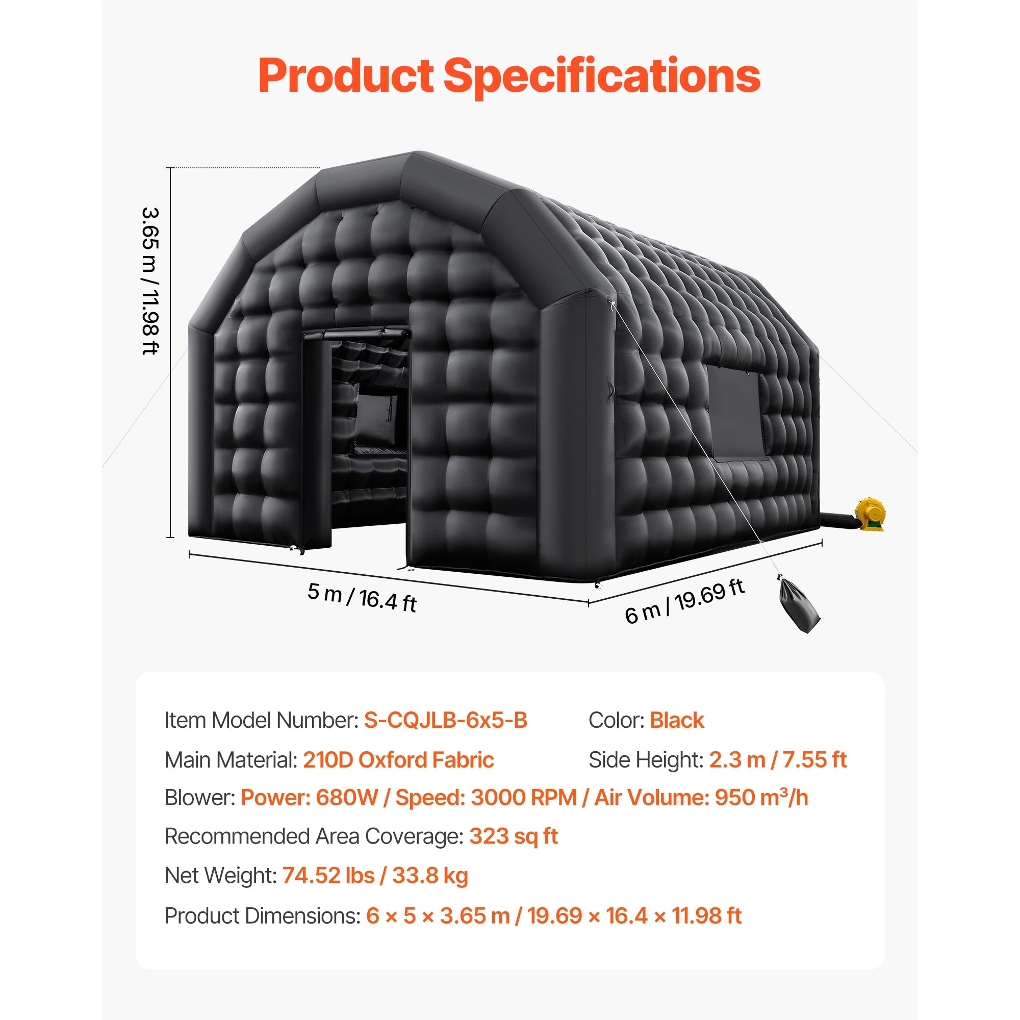 Inflatable Party Tent with Blower and Sandbags