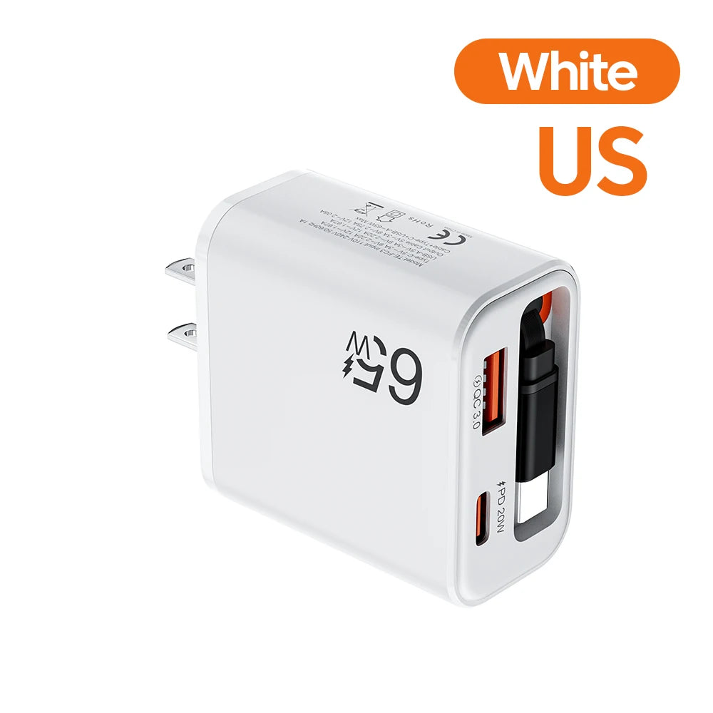 Wandladegerät mit ausziehbarem USB-C-Kabel