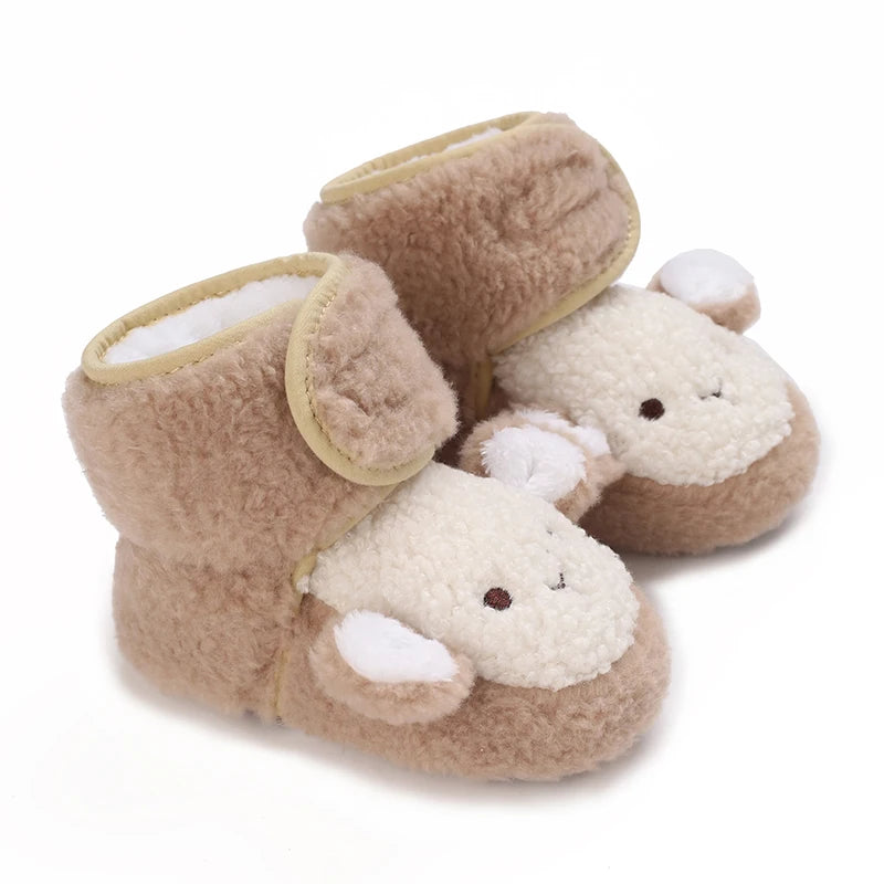 Cute Bear Baby Shoes Soft Plush Winter First Walkers