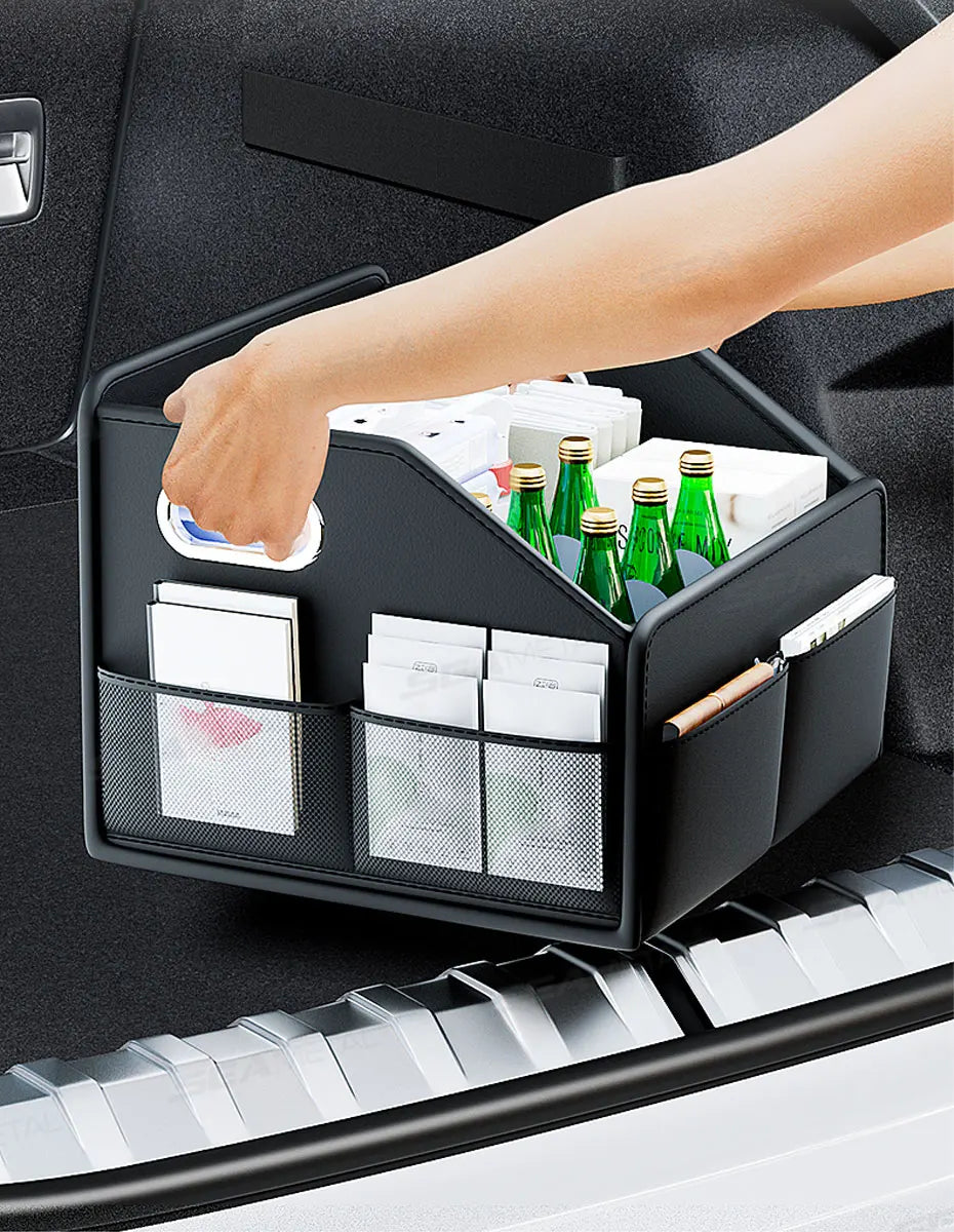 SEAMETAL Foldable Car Trunk Organizer Wear-Resistant Waterproof Car Storage Box with 6-Pocket 22.5L Large Capacity Organizer
