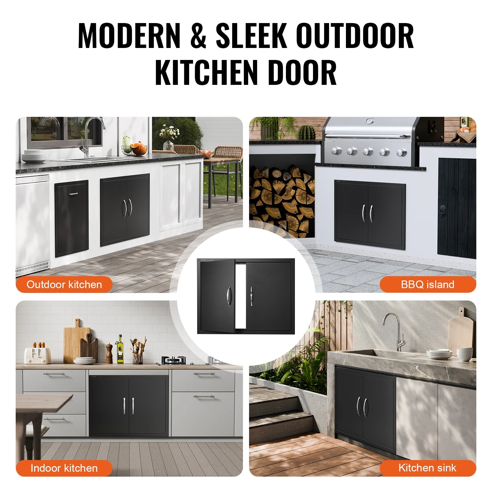 Stainless Steel BBQ Access Door Double Flush Mount Outdoor Cabinet Door