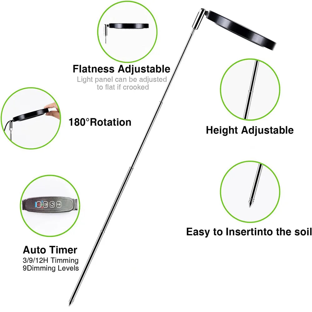 Adjustable USB Plant Light with Soil-Insertion Support