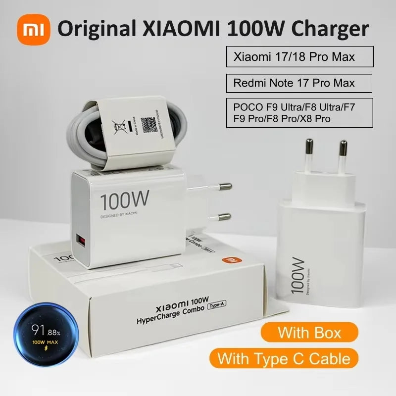 100W polnilnik za Xiaomi za EU z USB-C-kablom