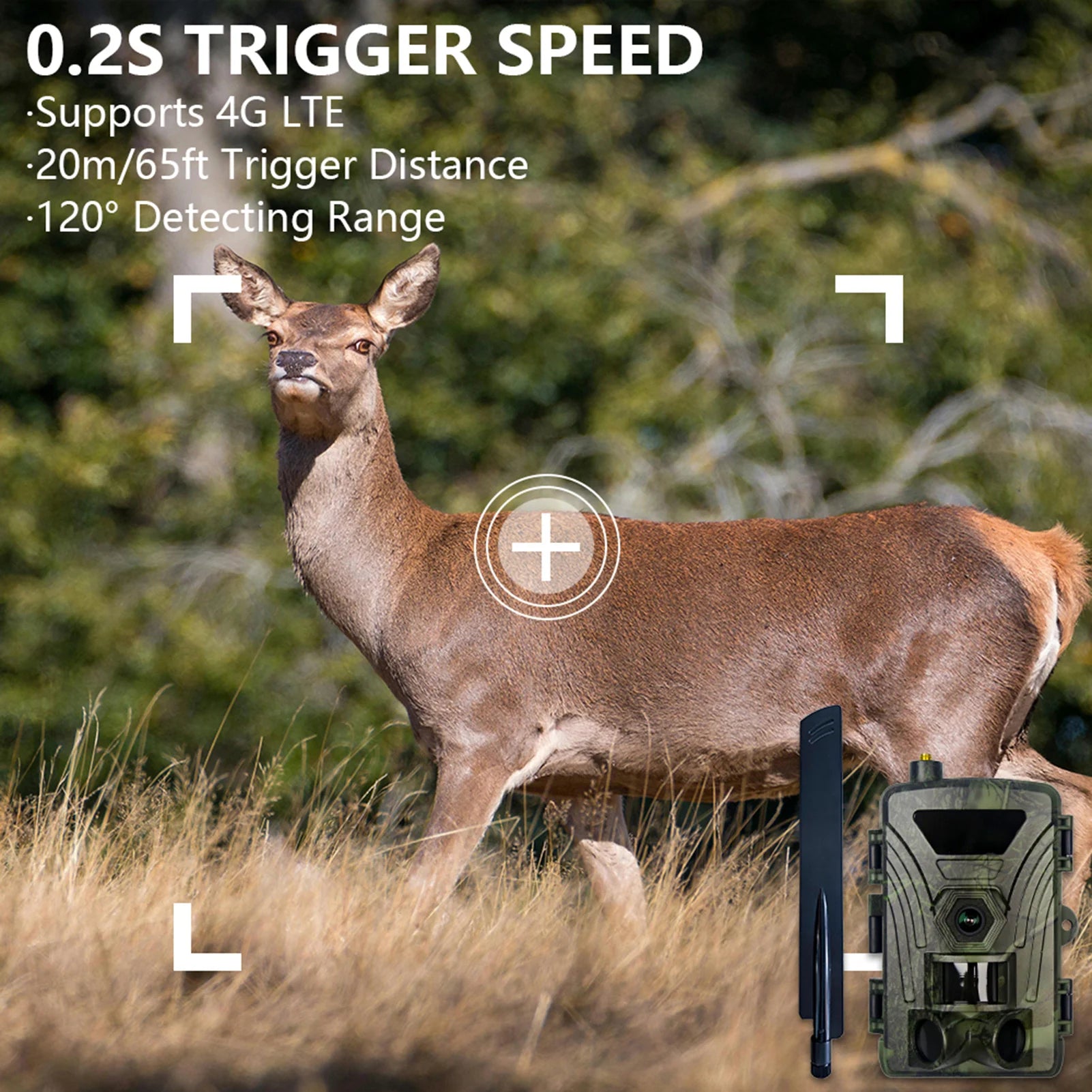 4G Trail Camera 8K Video, 60MP Images, 120° PIR