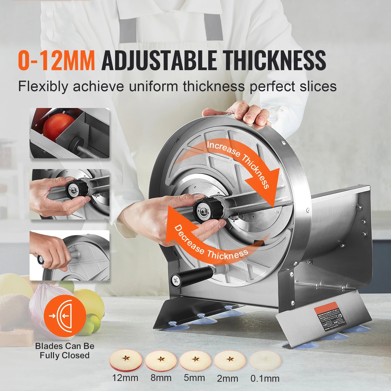 Manual Vegetable Slicer with Adjustable Thickness 0–12mm