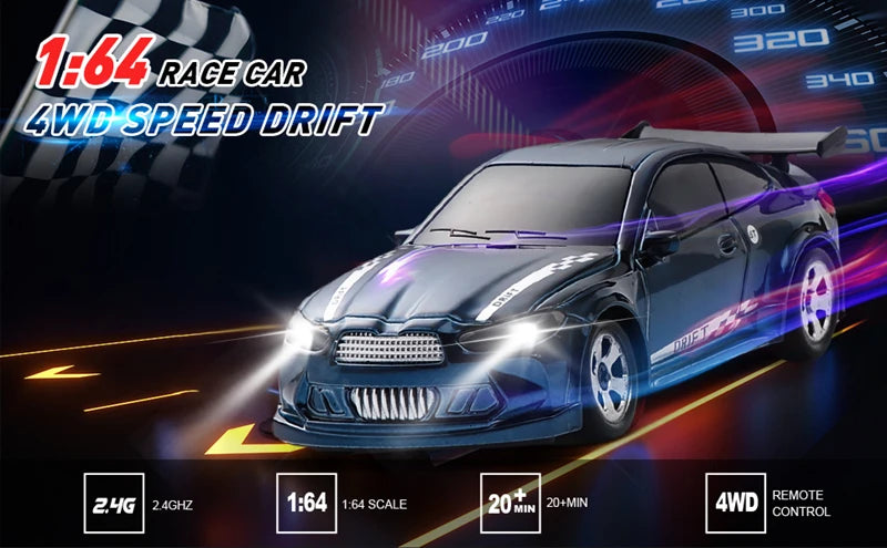 1/64 High‑Speed Drift RC Car 4WD Mini Racing Model
