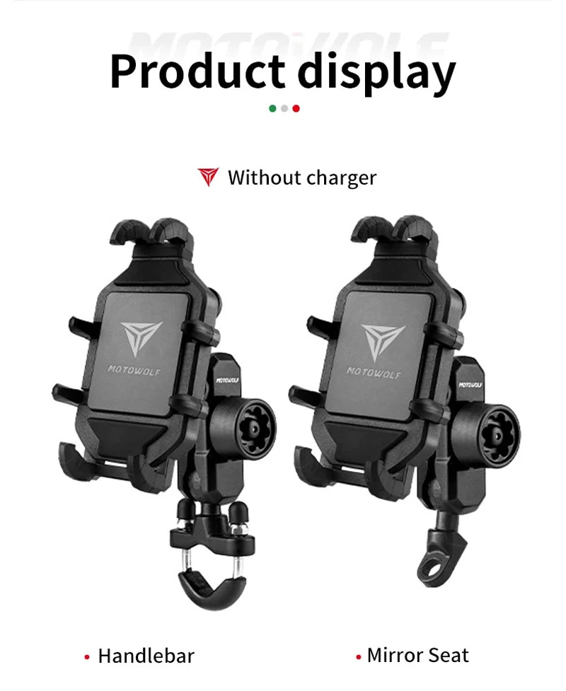 Motorcycle Wireless Charging Phone Mount with 360° Rotation Holder