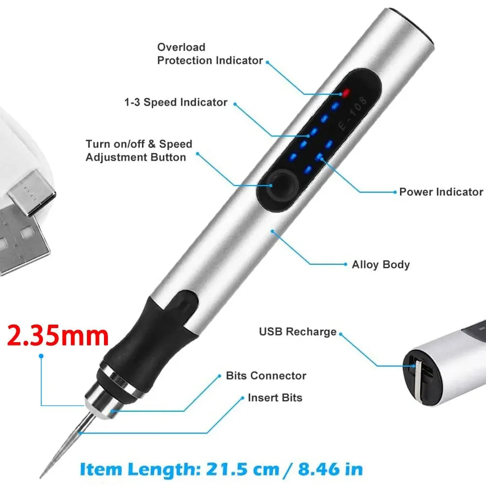 JANGKLIFE USB Cordless Rotary Tool Kit Woodworking Engraving Pen DIY For Jewelry Metal Glass Mini Wireless Drill