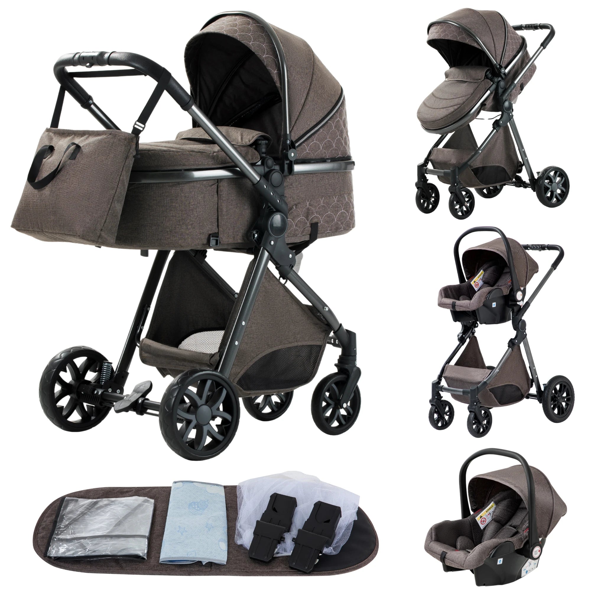 Luxury 3‑in‑1 Baby Stroller High‑Landscape Travel System