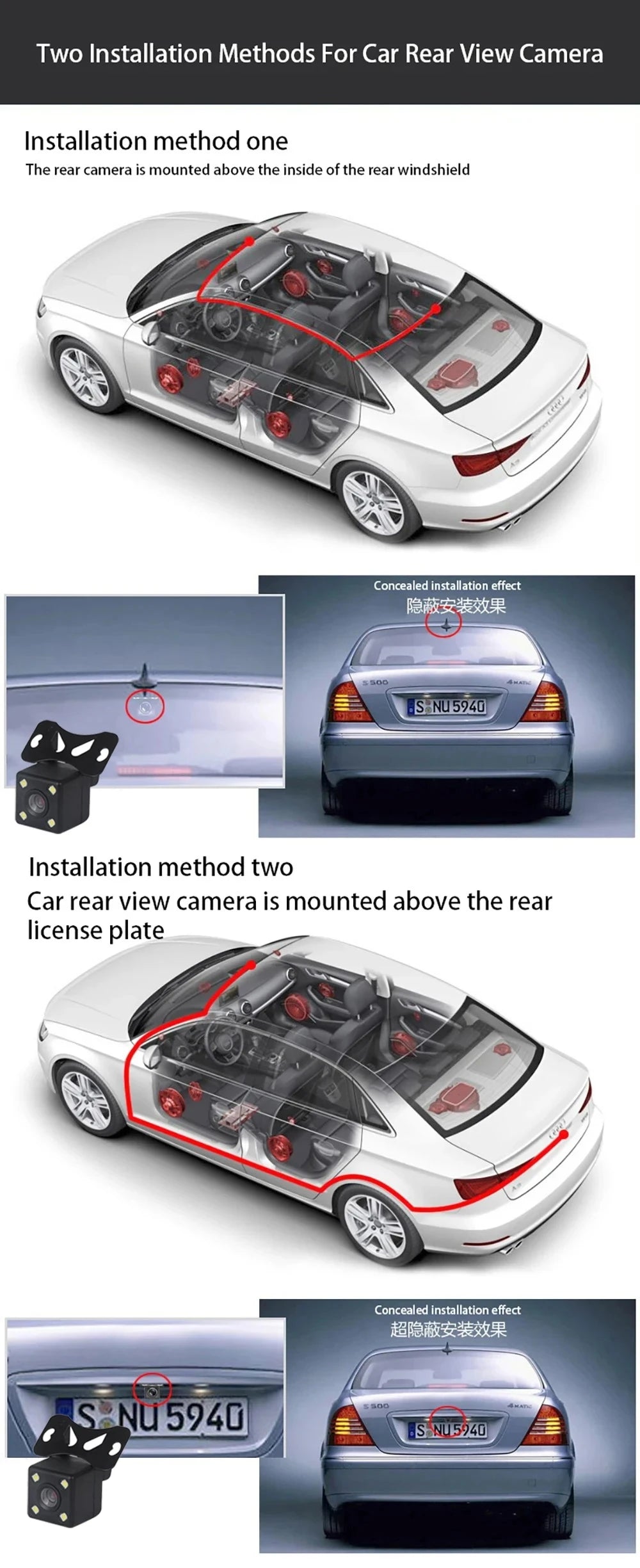 4K Dash Cam 3-Channel Front and Rear Recorder with WiFi App