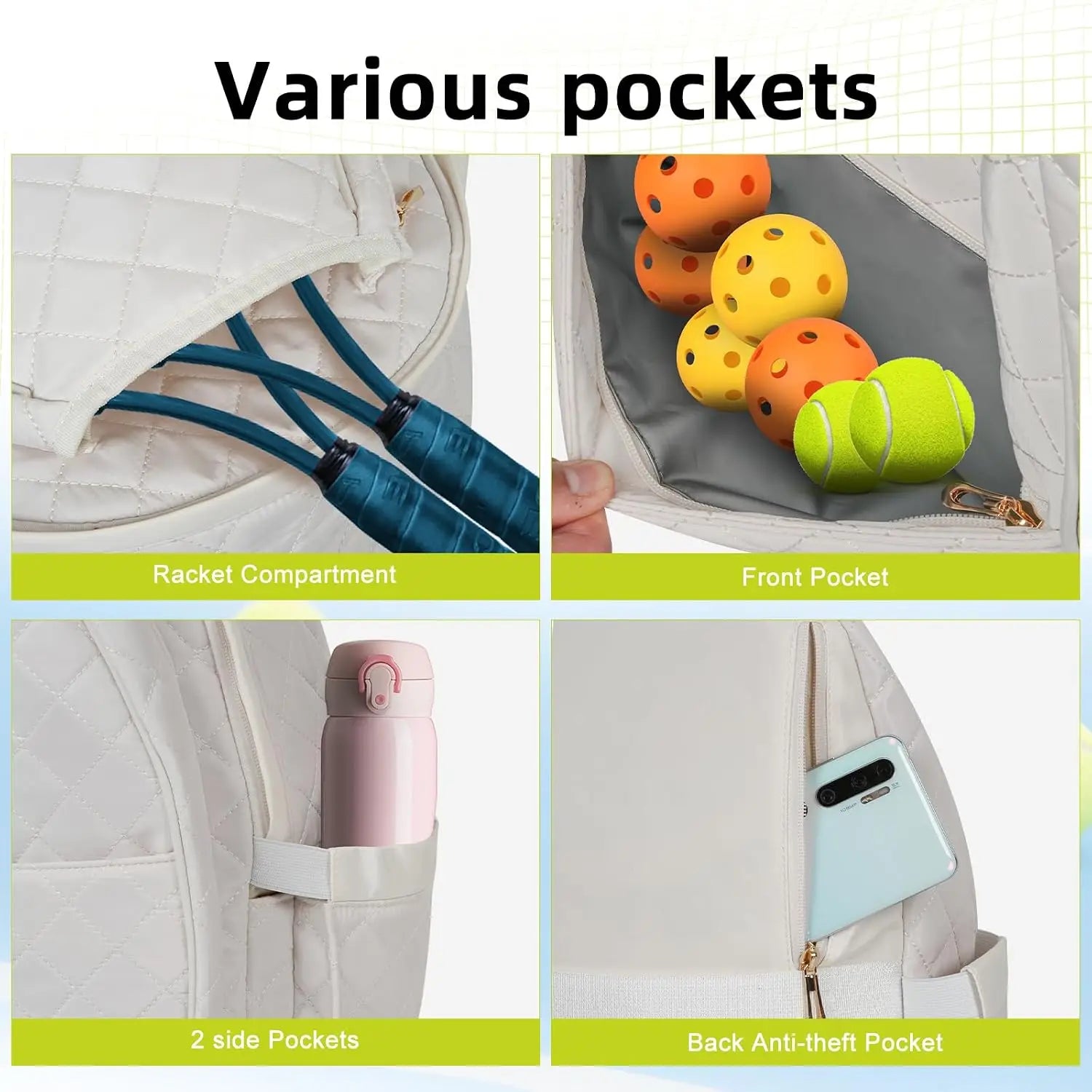 Tennis Backpack with Racket Compartment and Laptop Sleeve