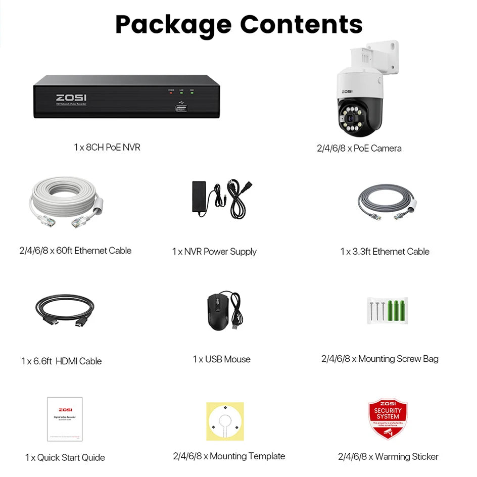 ZOSI 8MP PoE Security Camera System with AI Detection