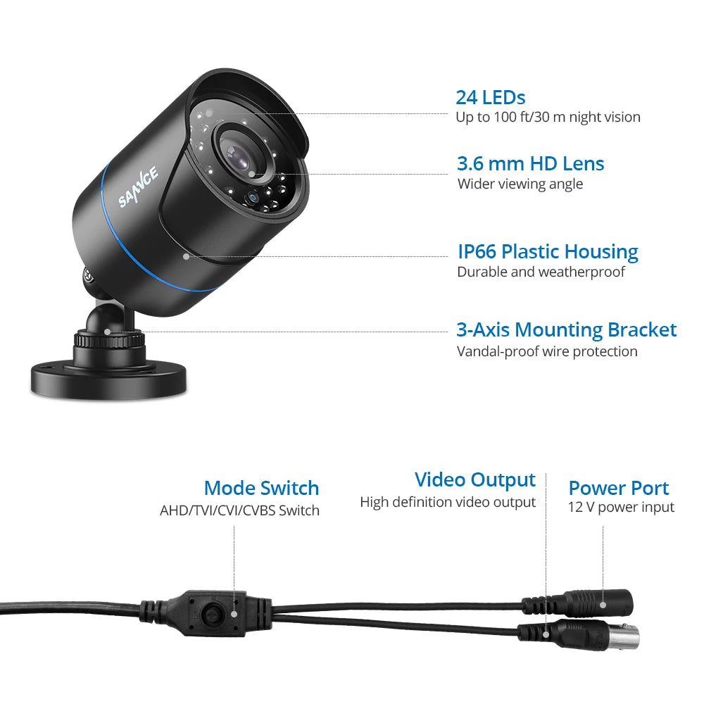 1080P Outdoor Bullet Security Camera with 100ft Night Vision