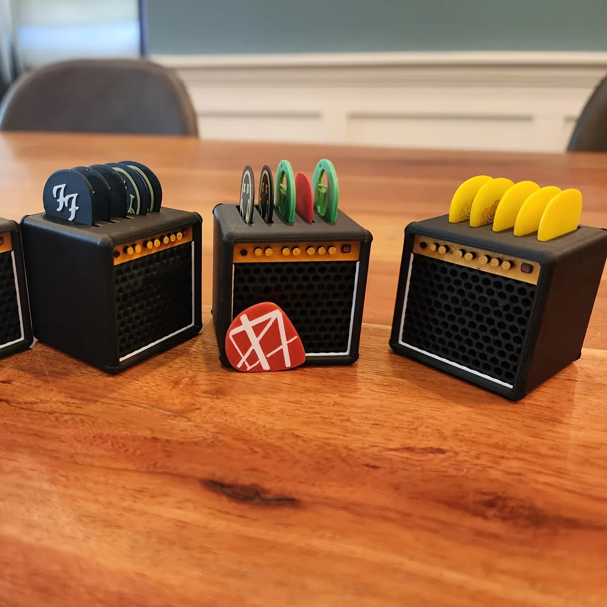 Guitar-Shaped Pick Holder and Amplifier-Shaped Drawer Set