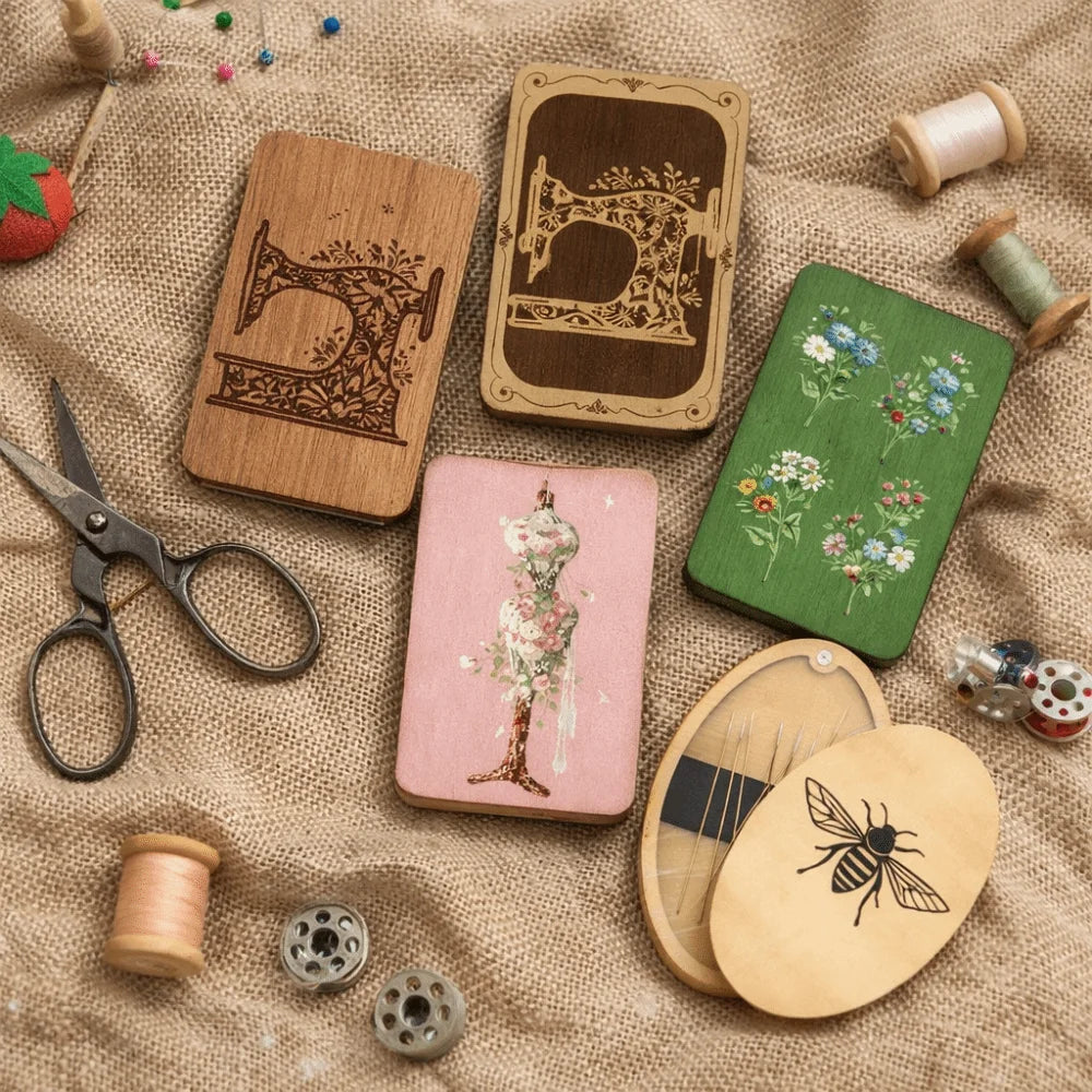 Houten magnetisch opbergdoosje voor naalden