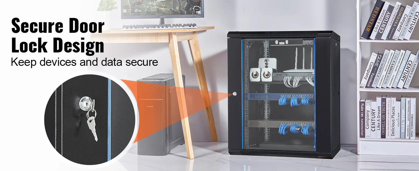 SucceBuy 15U Wall Mount Server Cabinet 500lbs Max Ground-mounted Load Capacity Network Rack Enclosure for IT A/V Devices Use
