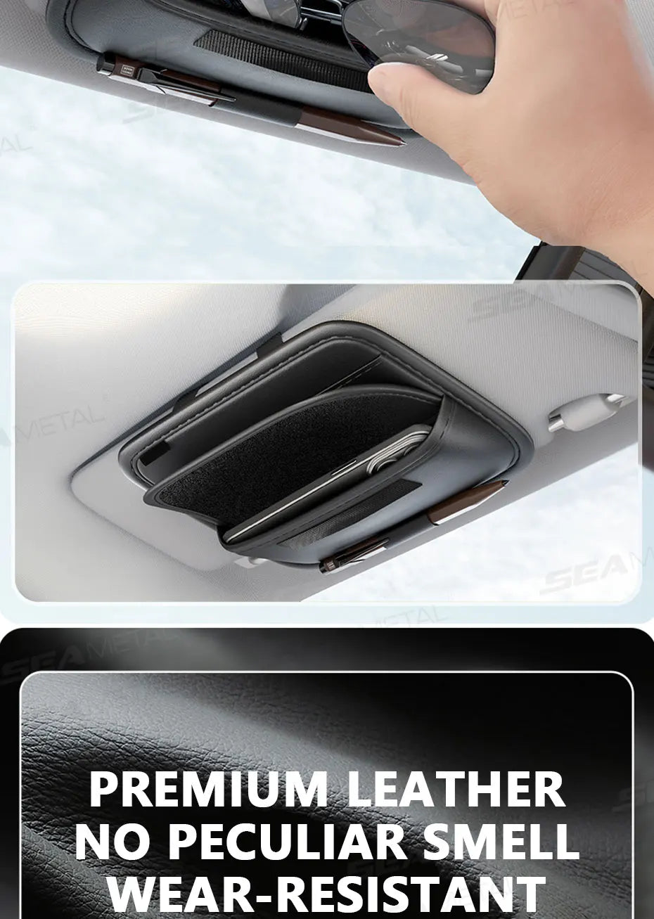 SEAMETAL Luxury Car Visor Glasses Holder Flannel Inner Scratch-Free Glasses Case Sun Visor Clip On Storage Bag Car Organizer