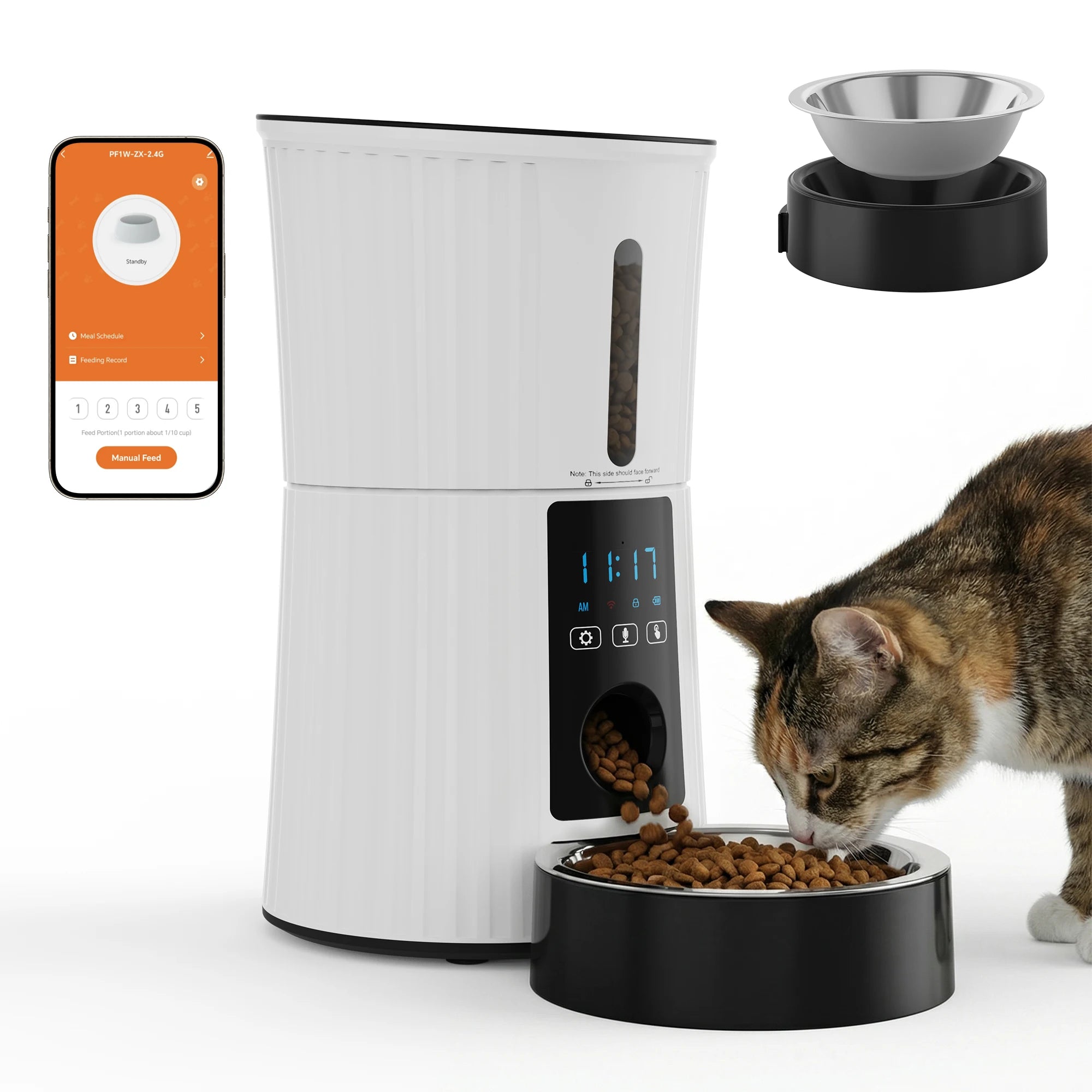 4L Automatic Cat Feeder with WiFi App Control & Timed Feeding