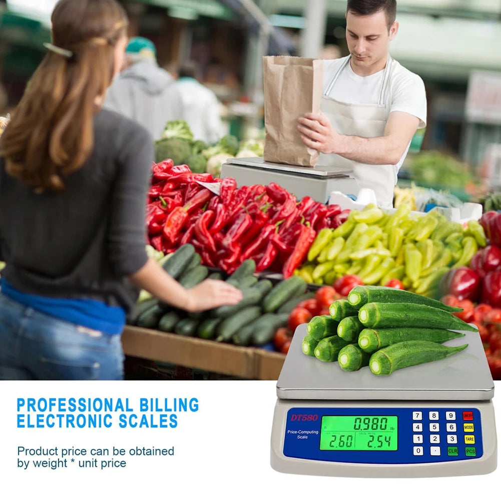 Digital Price Computing Scale 30kg 1g LCD Stainless Steel Platform