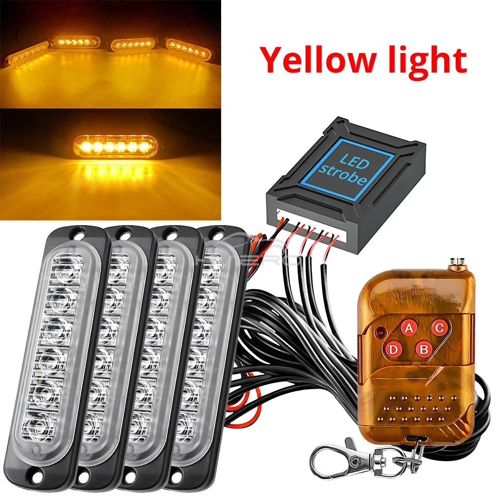 24LED Wireless Car Strobe Emergency Signal Flash Warn Light 12-24V Trailer Automatic Diode Truck Modification Accessories Modify