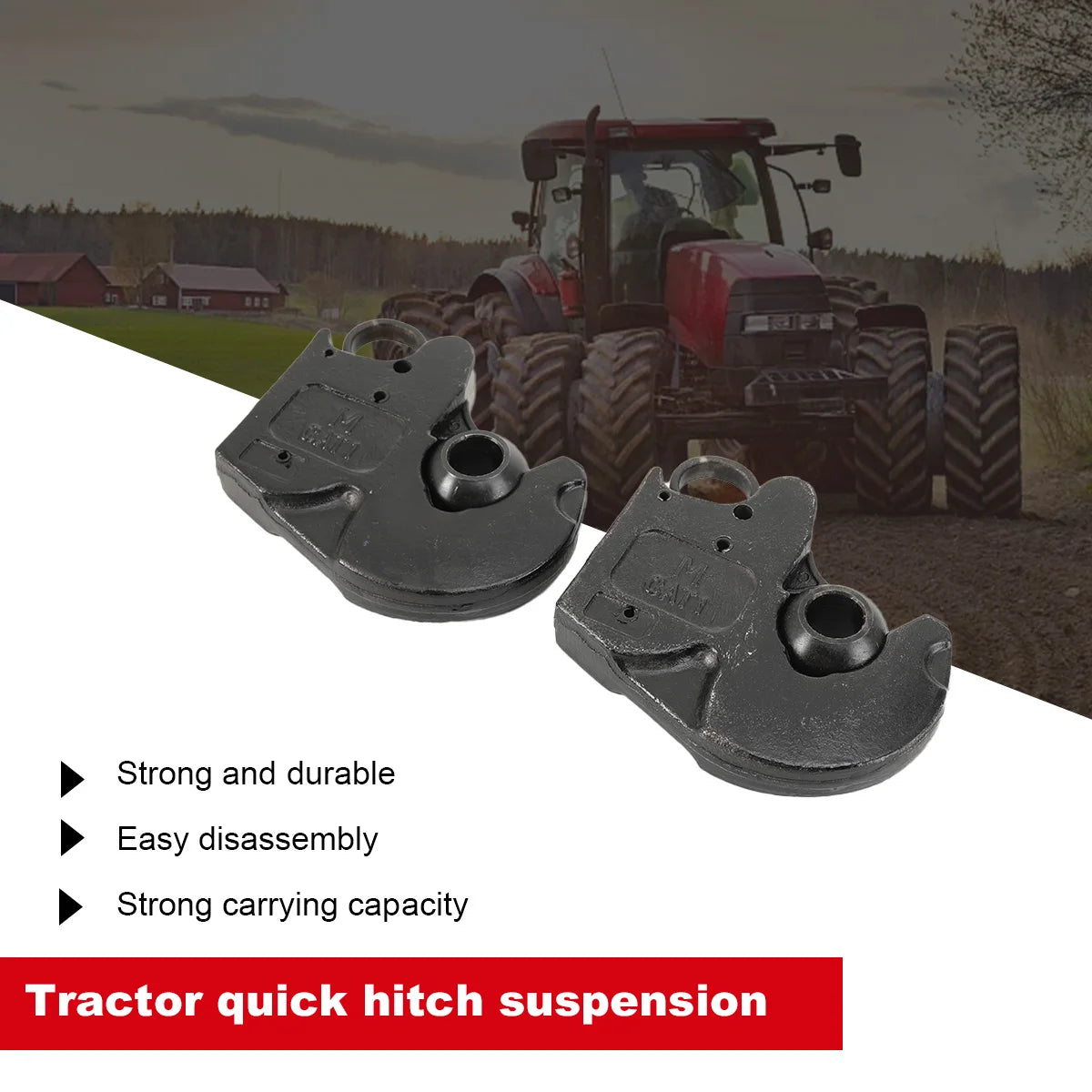 2-Pack CAT I Lower Link Quick Hitch Hooks with Balls for 60-120 HP Tractor 36MnCr5 Steel 7.5 Kg Each - Agricultural Tractor Hitch System 2-Pack CAT I Lower Link Quick Hitch Hooks with Balls – 60–120 HP Tractor 36MnCr5 Ste