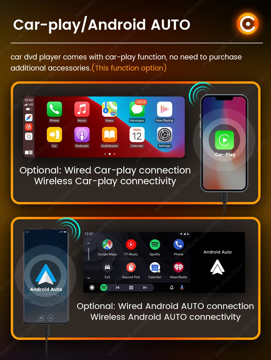 6.86" 1DIN Car Stereo with Wireless CarPlay, Android Auto & BT