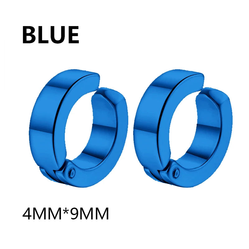 2 Pcs Classic Korean Punk Stainless Steel Ear Clip Earrings for Men Women Black No Pierced Fake Ear Circle New Pop Jewelry