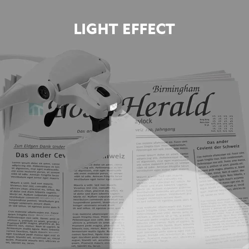 Lupa com faixa para cabeça LED com lentes intercambiáveis