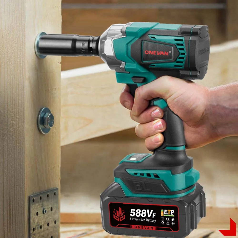 ONEVAN 1200N.m Brushless Electric Impact Wrench 1/2 inch Cordless Electric Screwdriver Drill Tool For Makita 18V Battery Pin - Spy-shop.com