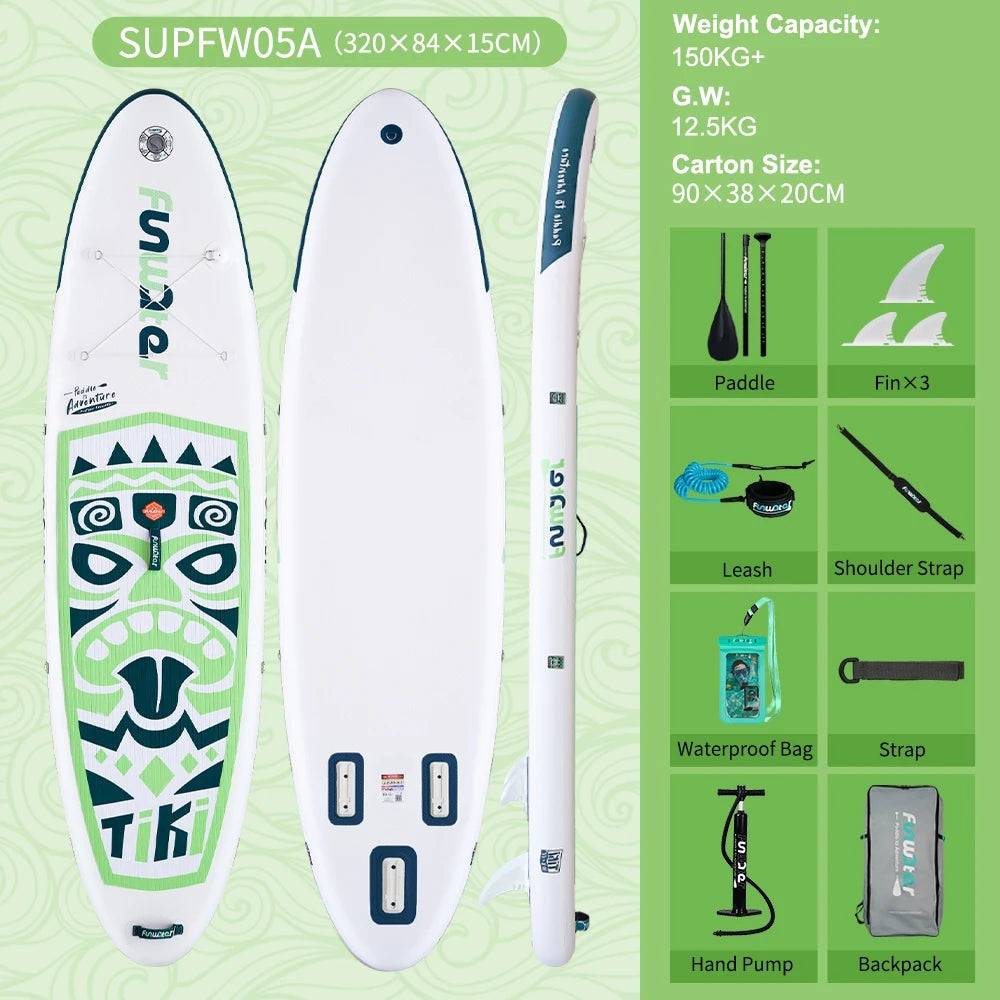FunWater Inflatable Stand Up Paddle Board Paddling Board Surfboard Surf Sup Board 320-385CM Non-Slip Water Sport Paddle Board