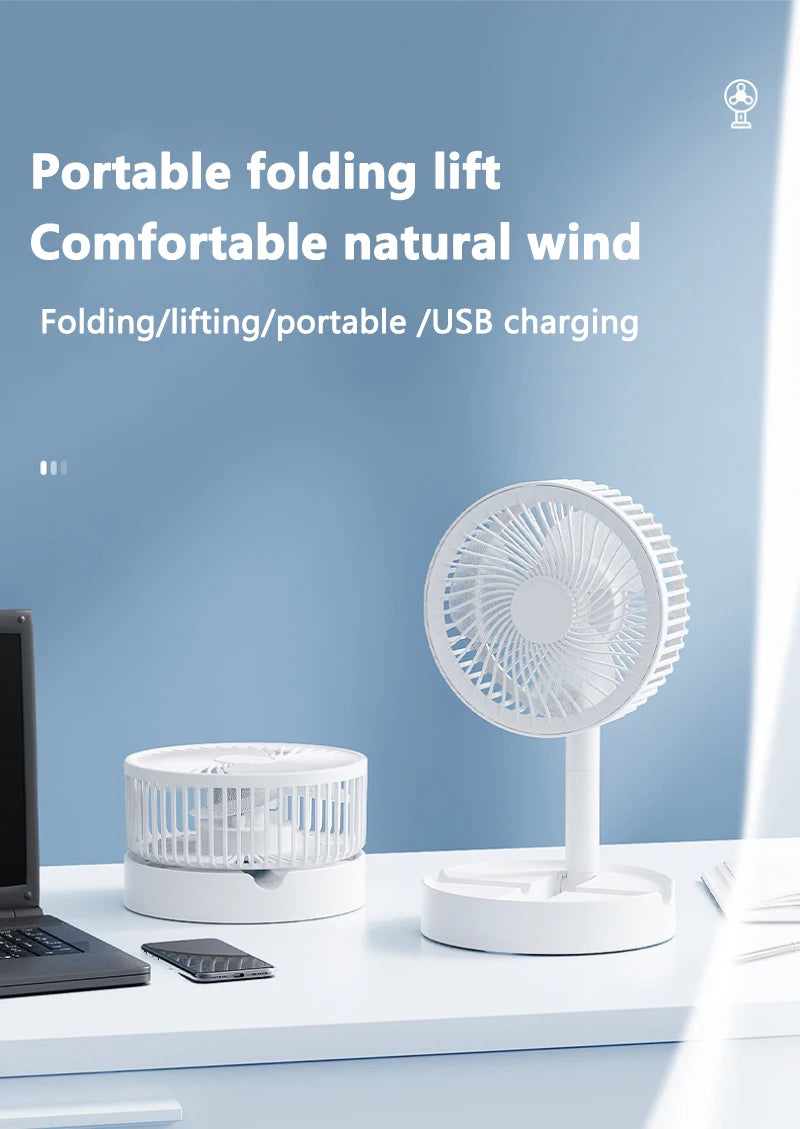 Tragbarer USB-Klapp-Schreibtischventilator mit 3 Geschwindigkeiten und Timer
