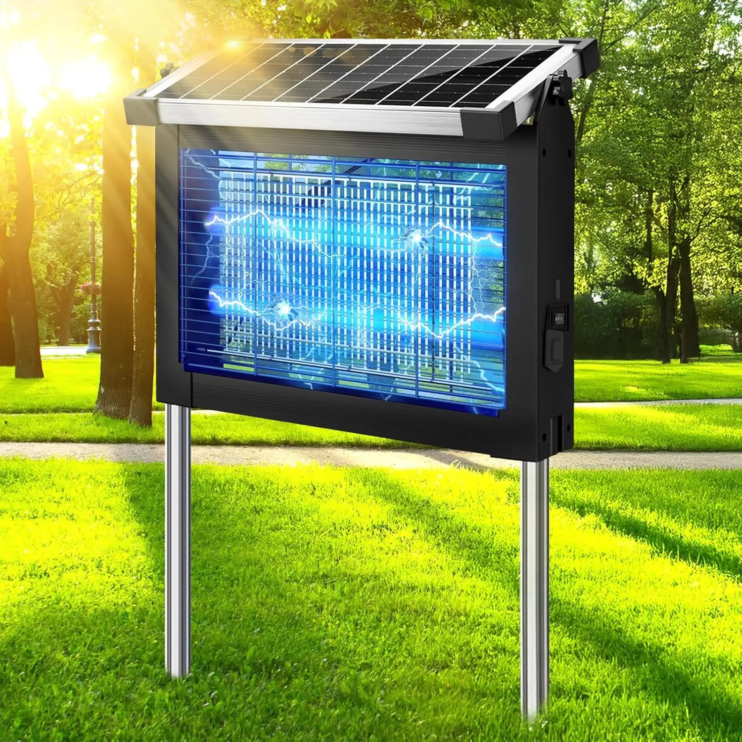 Solar Bug Zapper Outdoor 4500V Mosquito Killer with Auto Sensor