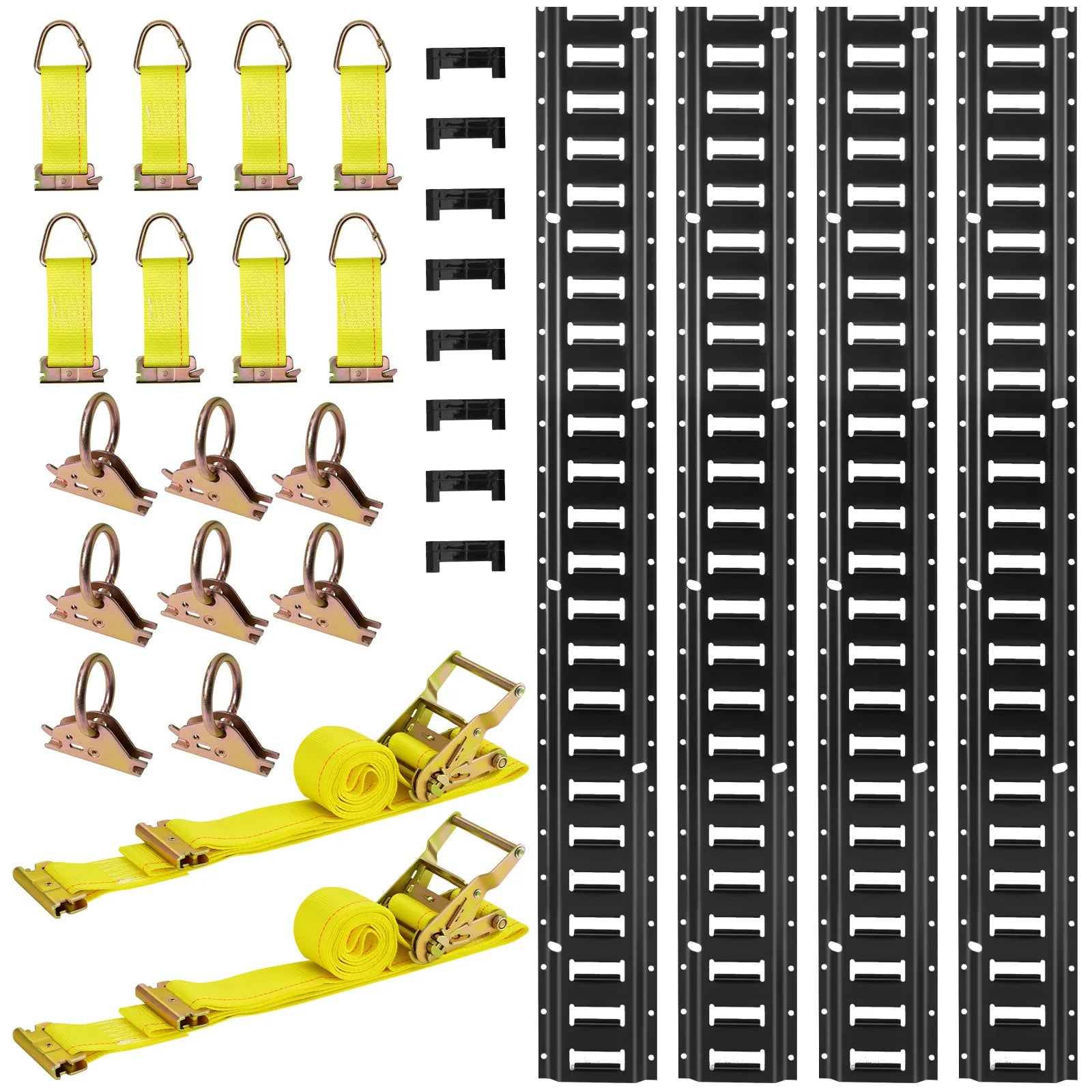 7.7 ft E-Track Tie-Down Rail Kit with Straps & Anchors (4 Pack)