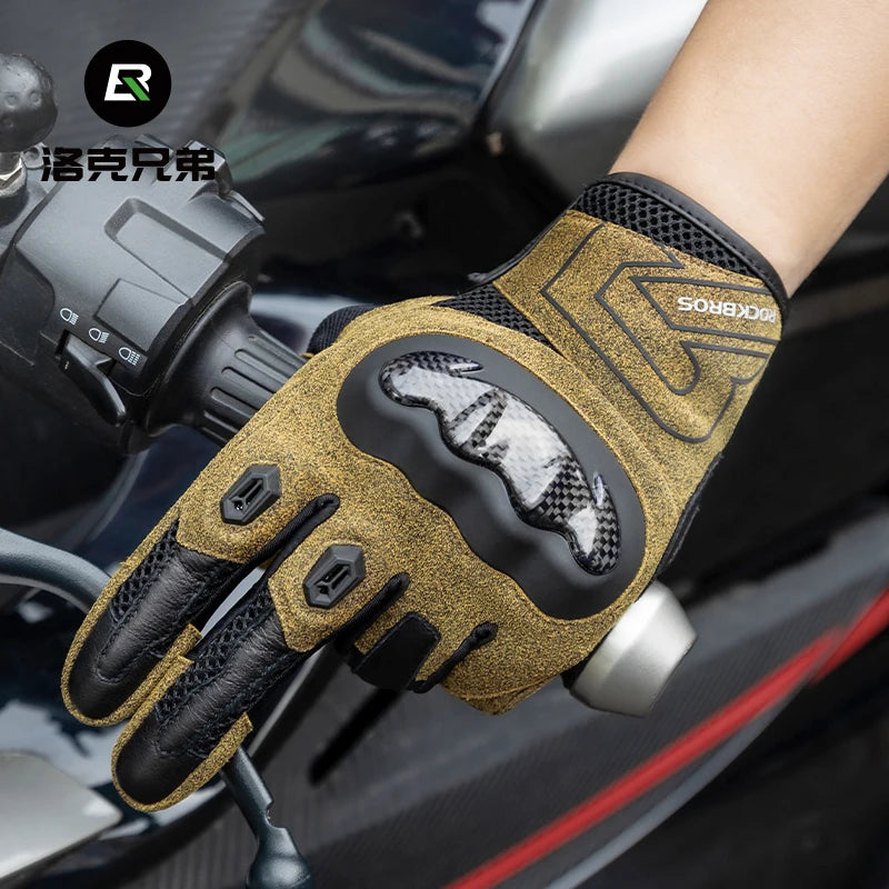 Luvas Táticas com Ecrã Tátil ROCKBROS Luvas de Motocross Luvas de Condução com Proteção Rígida para os Nós dos Dedos Luvas de Moto de Dedo Inteiro para Corrida