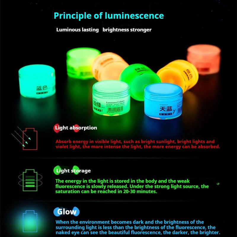 Glow-in-the-dark Pigment 20ml Fluorescent Acrylic Pigment