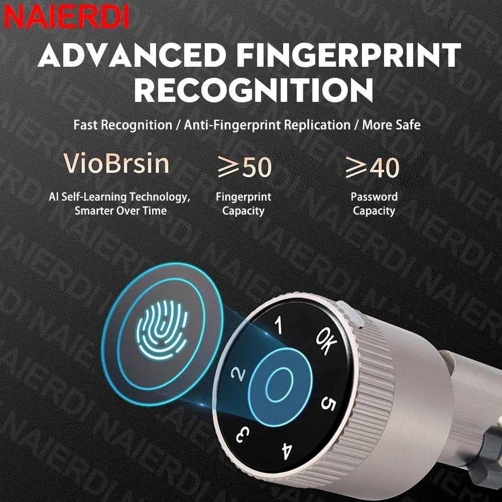Smart Lock Cylinder with Fingerprint and App Access