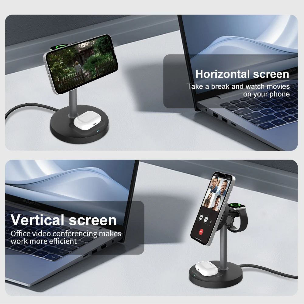 Three-in-One Magnetic Wireless Charging Stand
