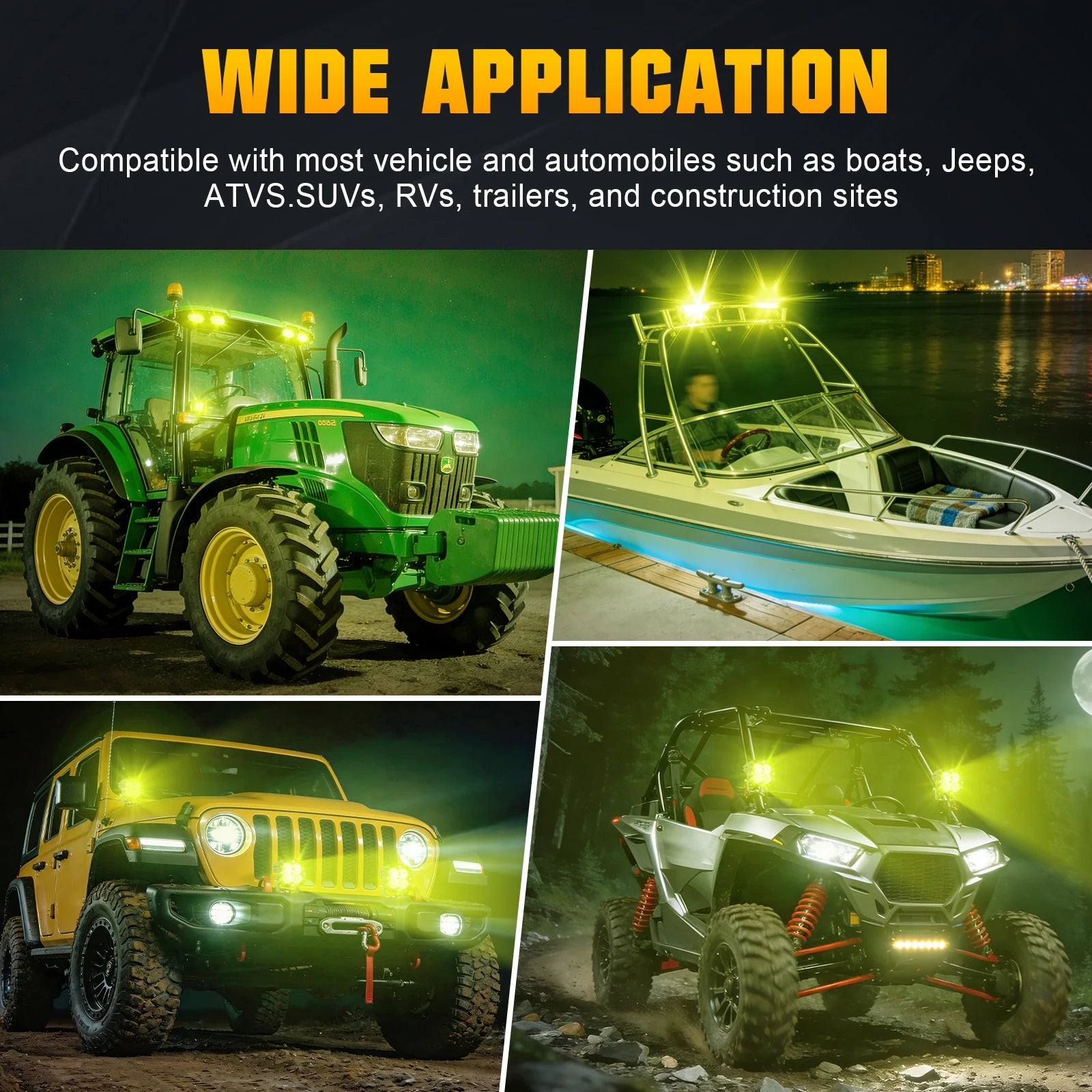 3 inch 30W Amber Yellow White Cube LED Pod Light Spot Flood Combo Beam Work Lights,Off-Road Driving Lamp for ATV, SUV,Motorcycle