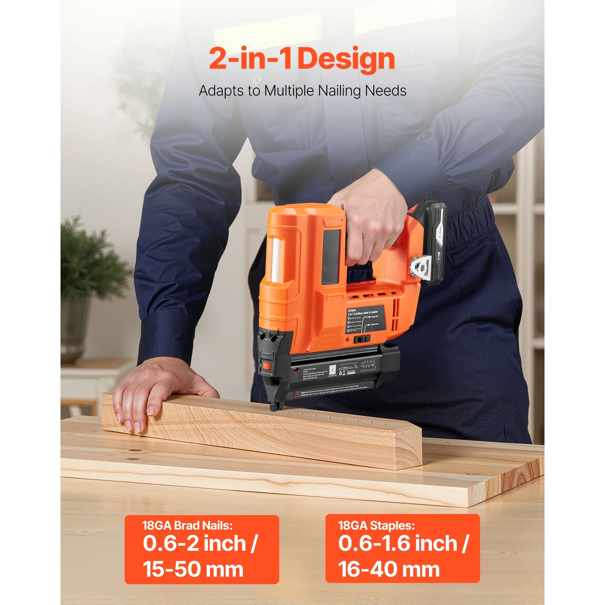SucceBuy Cordless Brad Nailer 18 Gauge 20V Battery Powered Nail Gun and Staple Gun with 500 pcs Nails 500 pcs Staples