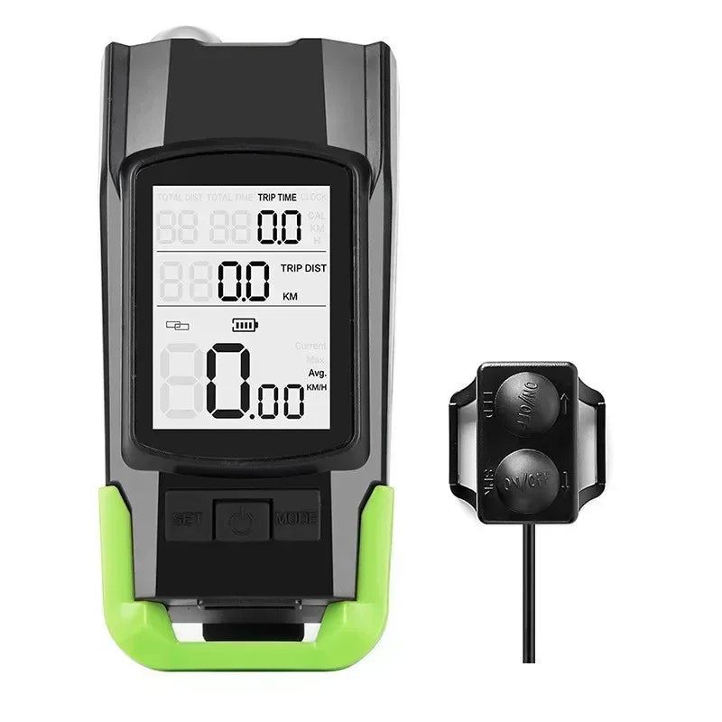 3-in-1 Bicycle Headlight, Speedometer & Horn